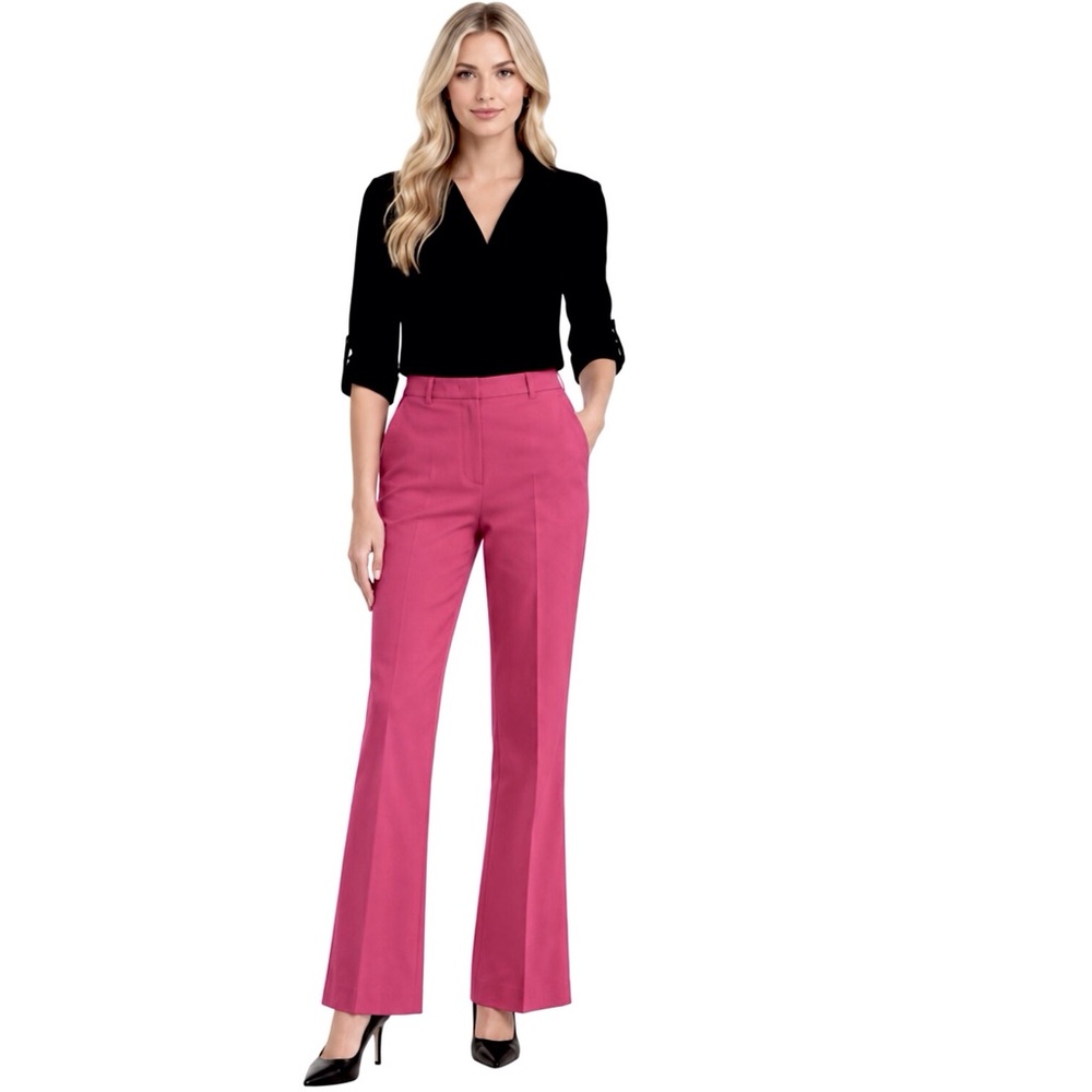 Emporio Armani Stretch Flare Leg Pants Pink Cotton Blend Trousers Size 46 US 10